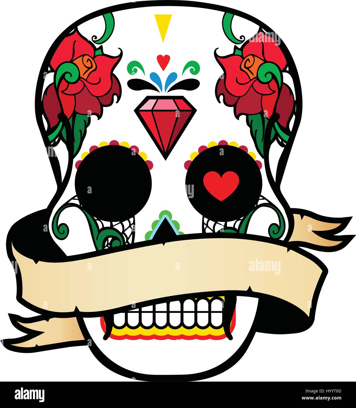 Mexican Skull. Vector Illustration. Stock Vector