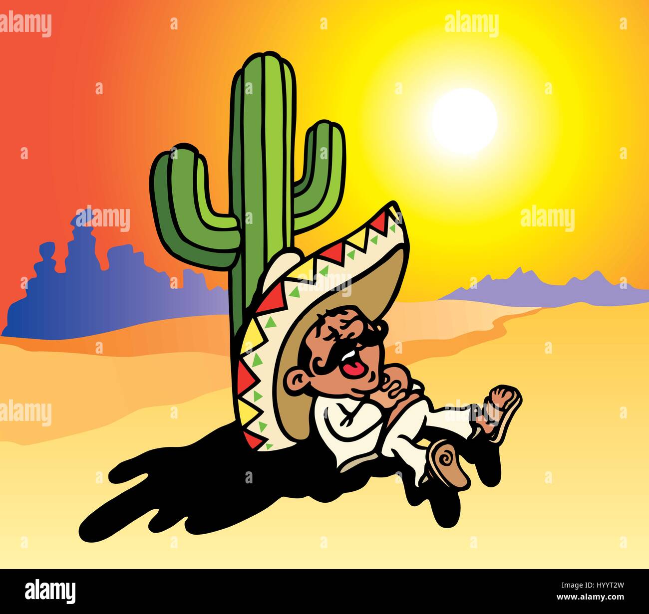 Sleeping Mexican. Vector Illustration. Stock Vector