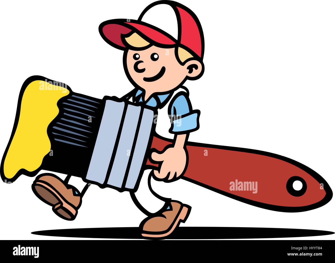 Painter holding a paint brush. Vector Illustration Stock Vector Image ...