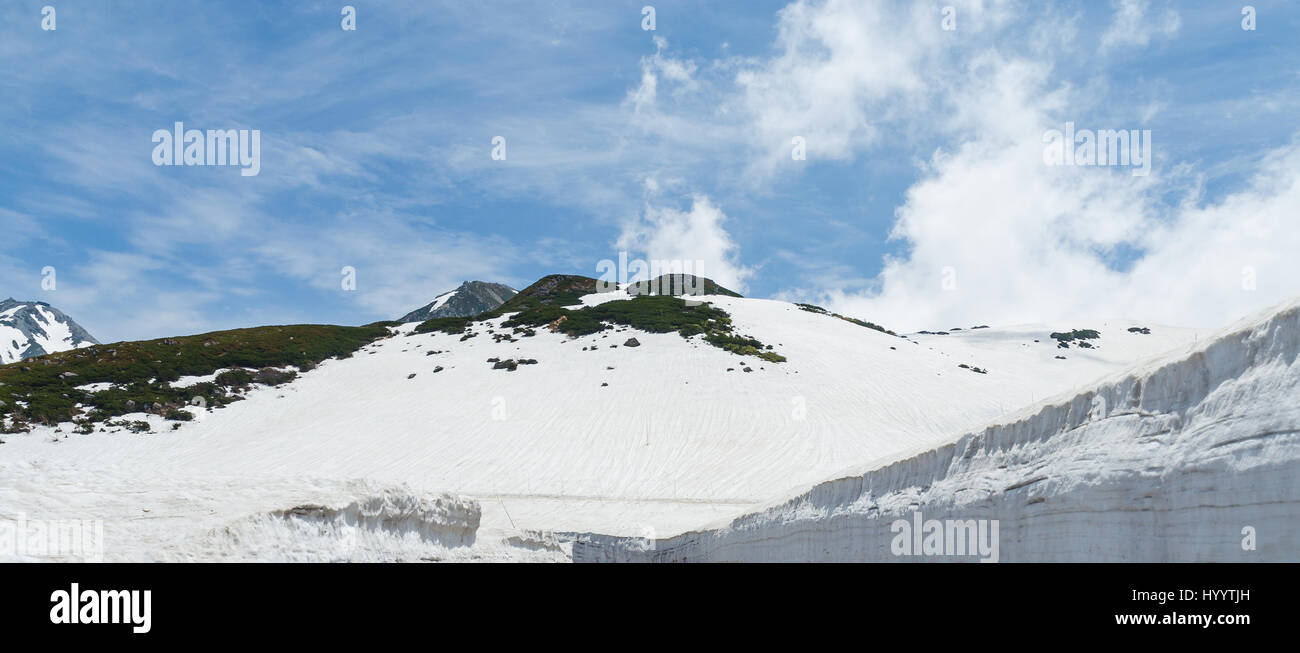 Snow mountain at japan alps tateyama kurobe alpine route Stock Photo