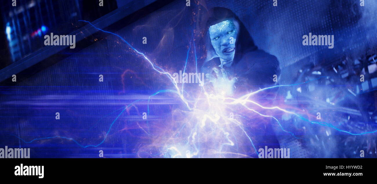 RELEASE DATE: May 2, 2014 MOVIE TITLE: The Amazing Spider-Man 2 STUDIO: Columbia Pictures DIRECTOR: Marc Webb PLOT: Spider-Man squares off against the Rhino and the powerful Electro while struggling to keep his promise to leave Gwen Stacey out of his dangerous life PICTURED: Jamie Foxx as Electro. (Credit Image: © Columbia Pictures/Entertainment Pictures) Stock Photo