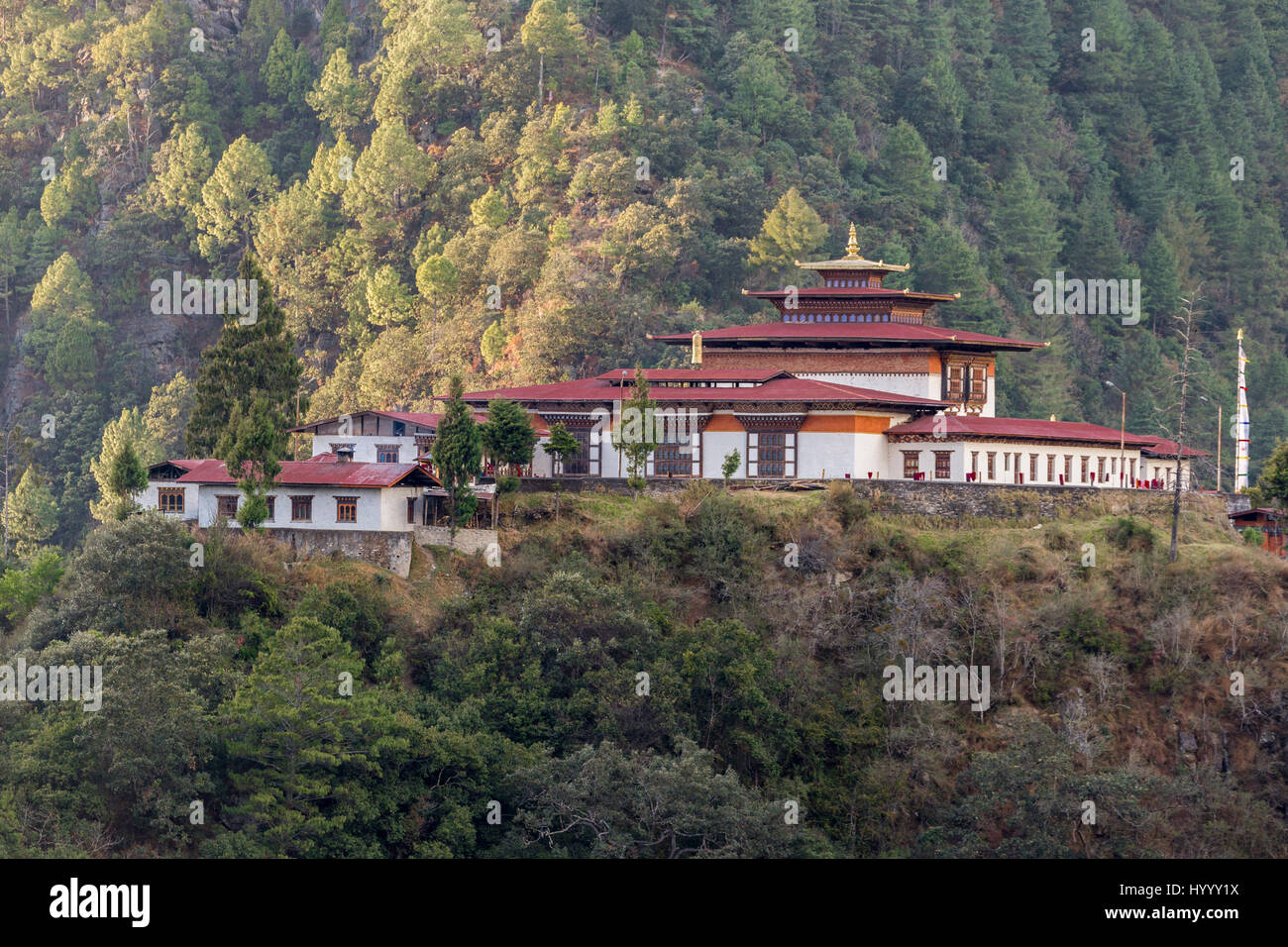 Trashi Yangtse, old Dongdi Dzong, on hilltop above Dongdi Chu valley Stock Photo