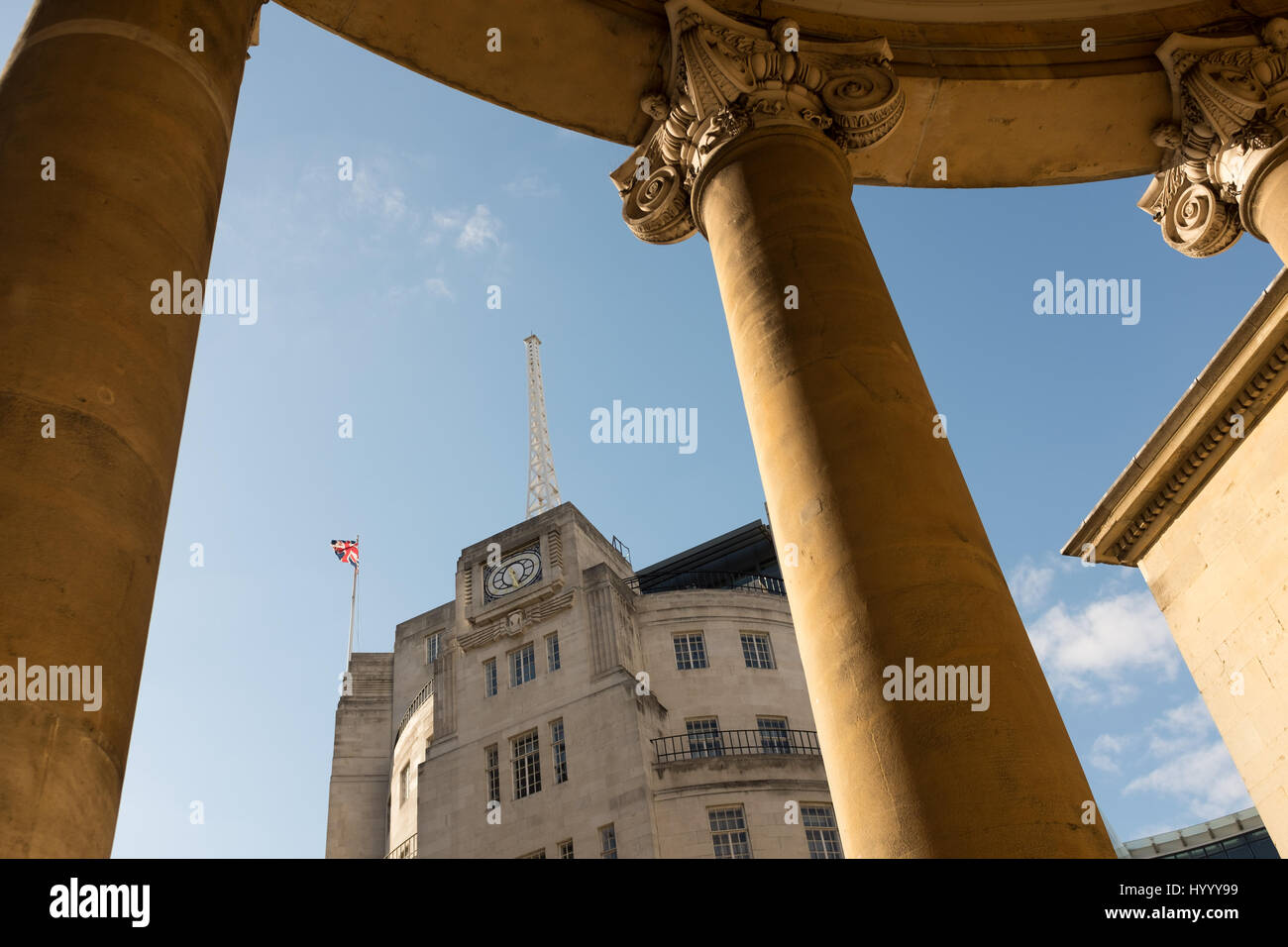 BBC Broadcasting House and All Souls Church, Langham Place, Portland Place London Stock Photo