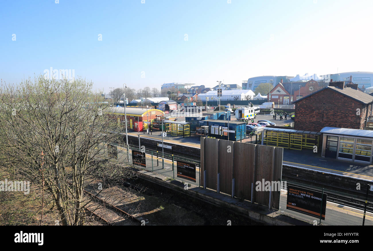 An empty Aintree train station due to rail strikes on Grand National ...