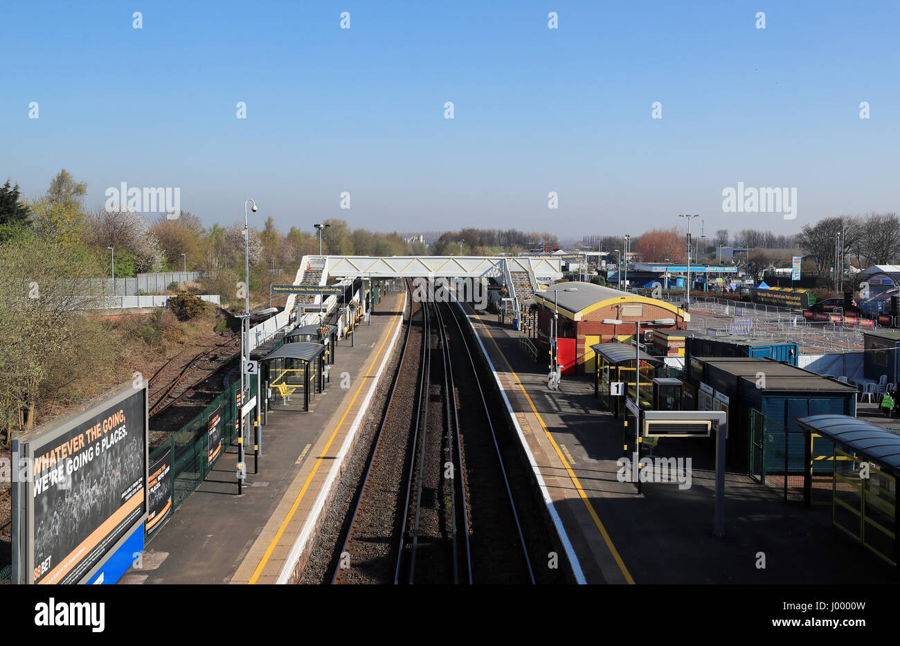 An empty Aintree train station due to rail strikes on Grand National ...