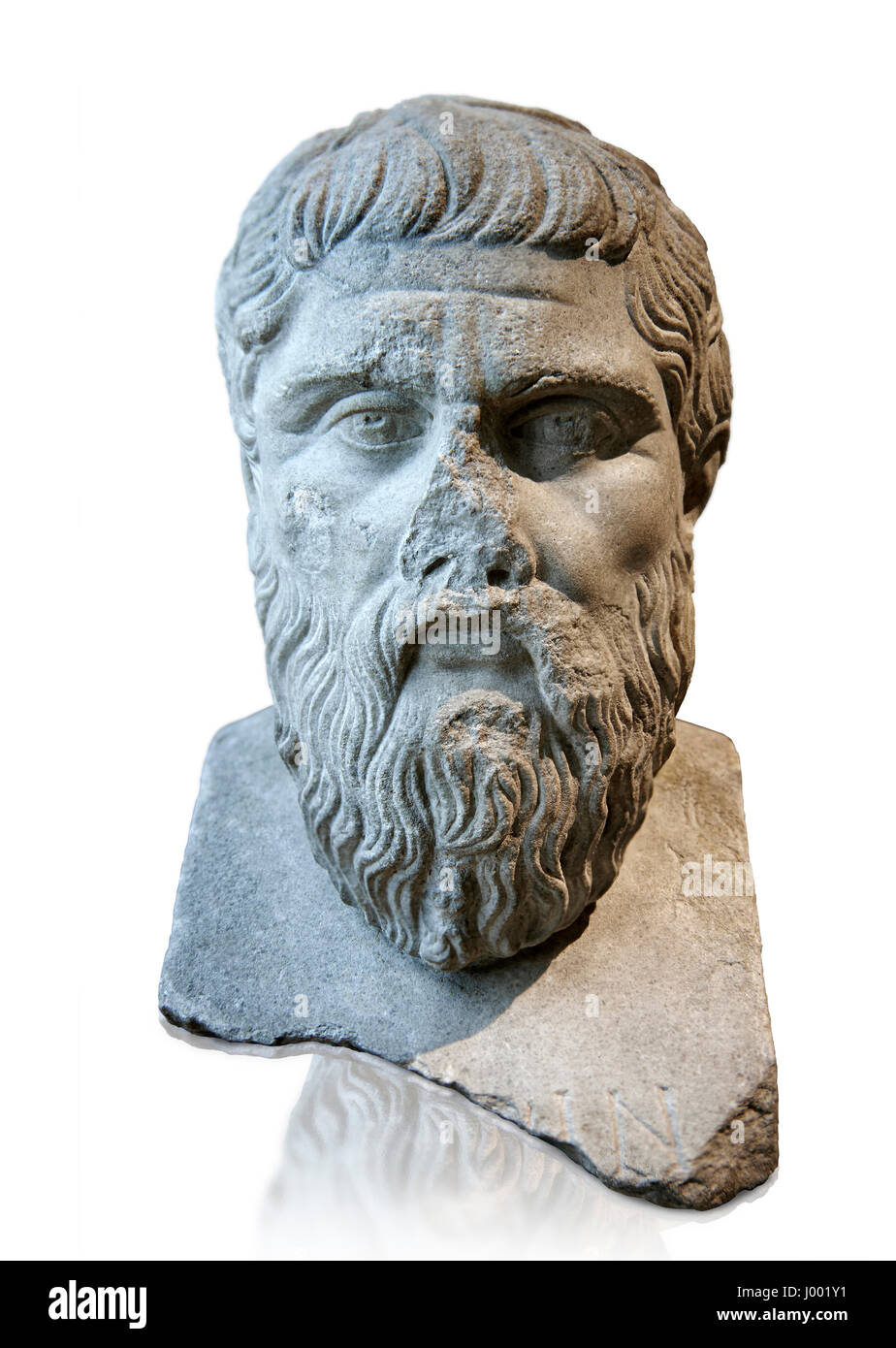 2nd cent AD Roman bust of Greek Philosopher Plato. nv MR 415 or Ma 2654, The Louvre Mueum, Paris. Stock Photo