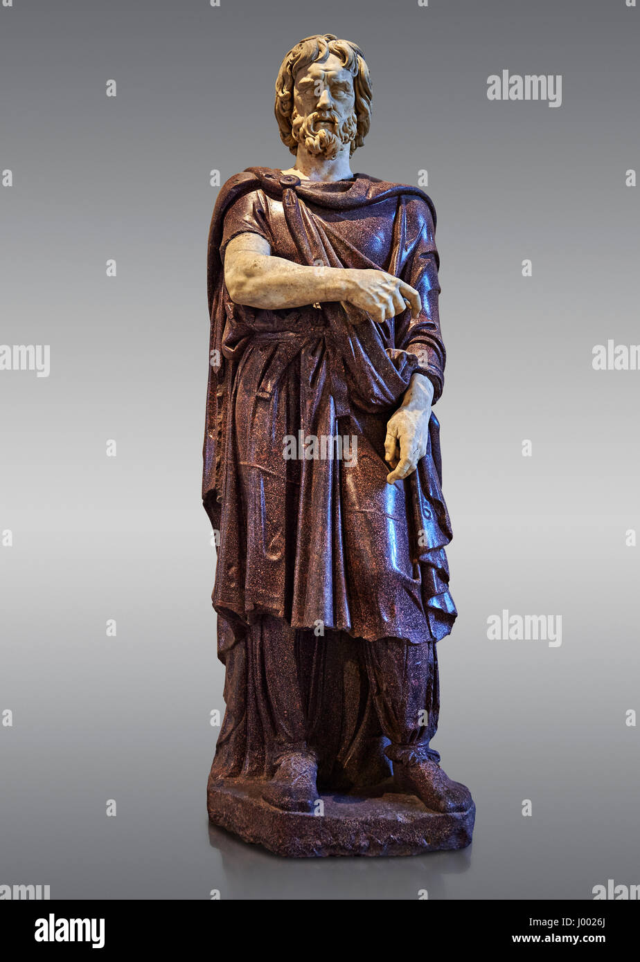 Statue of a Captive Barbarian - 2nd century Ad Roman sculpture made in Porphyry. Inv No. MR 331 or Ma 1385, Louvre Museum, Paris. Stock Photo