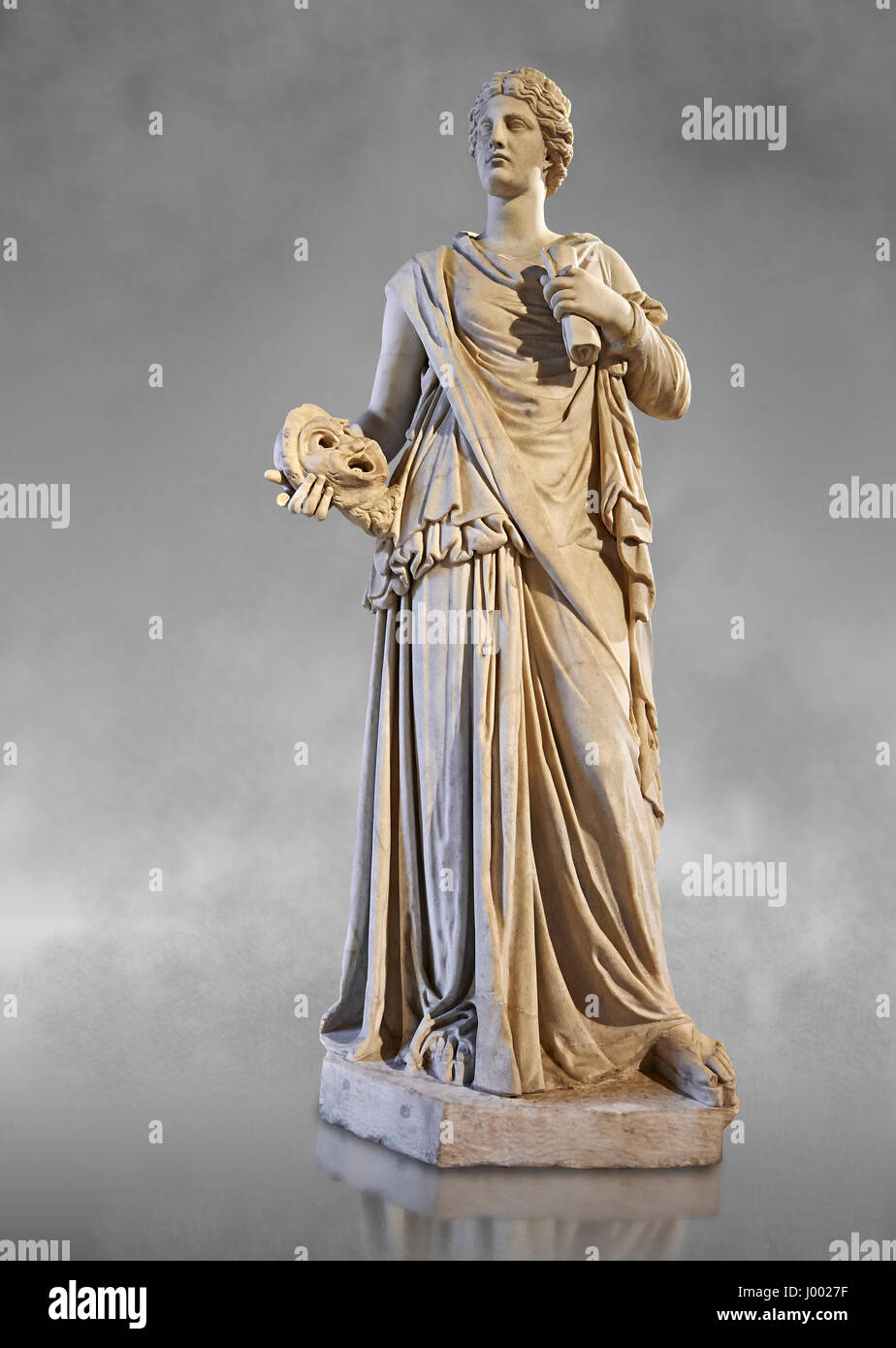 Female statue known as the Muse de Louveciennes, a Roman statue of the 3rd century AD from Rome. The Royal Collection Inv No. MR 354 or Ma 170, Louvre Stock Photo