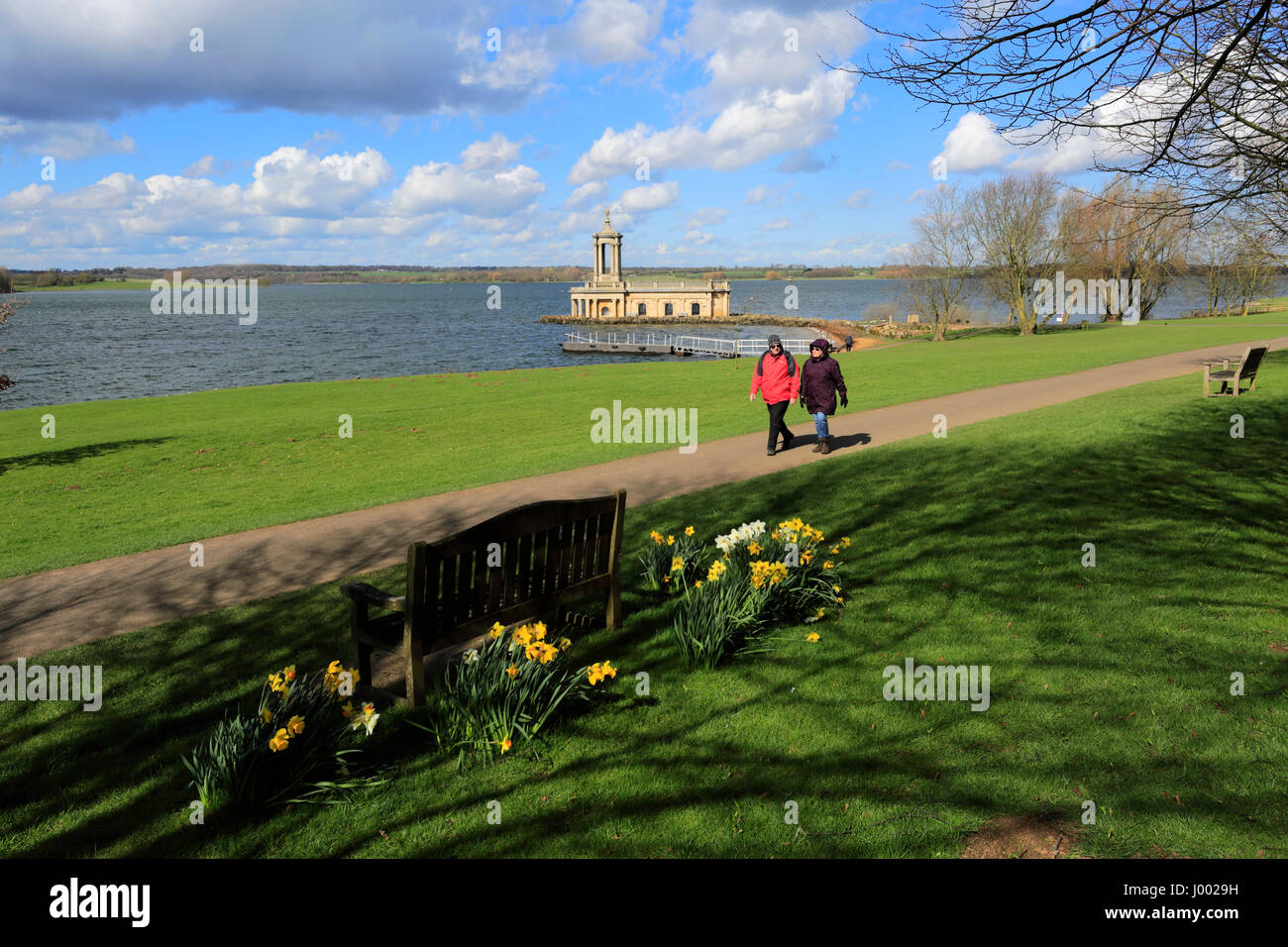 Spring In Rutland Spring day, Normanton church, Rutland Water Reservoir; Rutland County ...