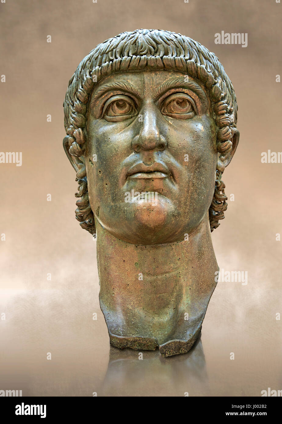 Roman gilded bronze head of Emperor Constantine dating from about 330-337 AD.. Inv 5.13, The Capitoline Museums, Rome Stock Photo