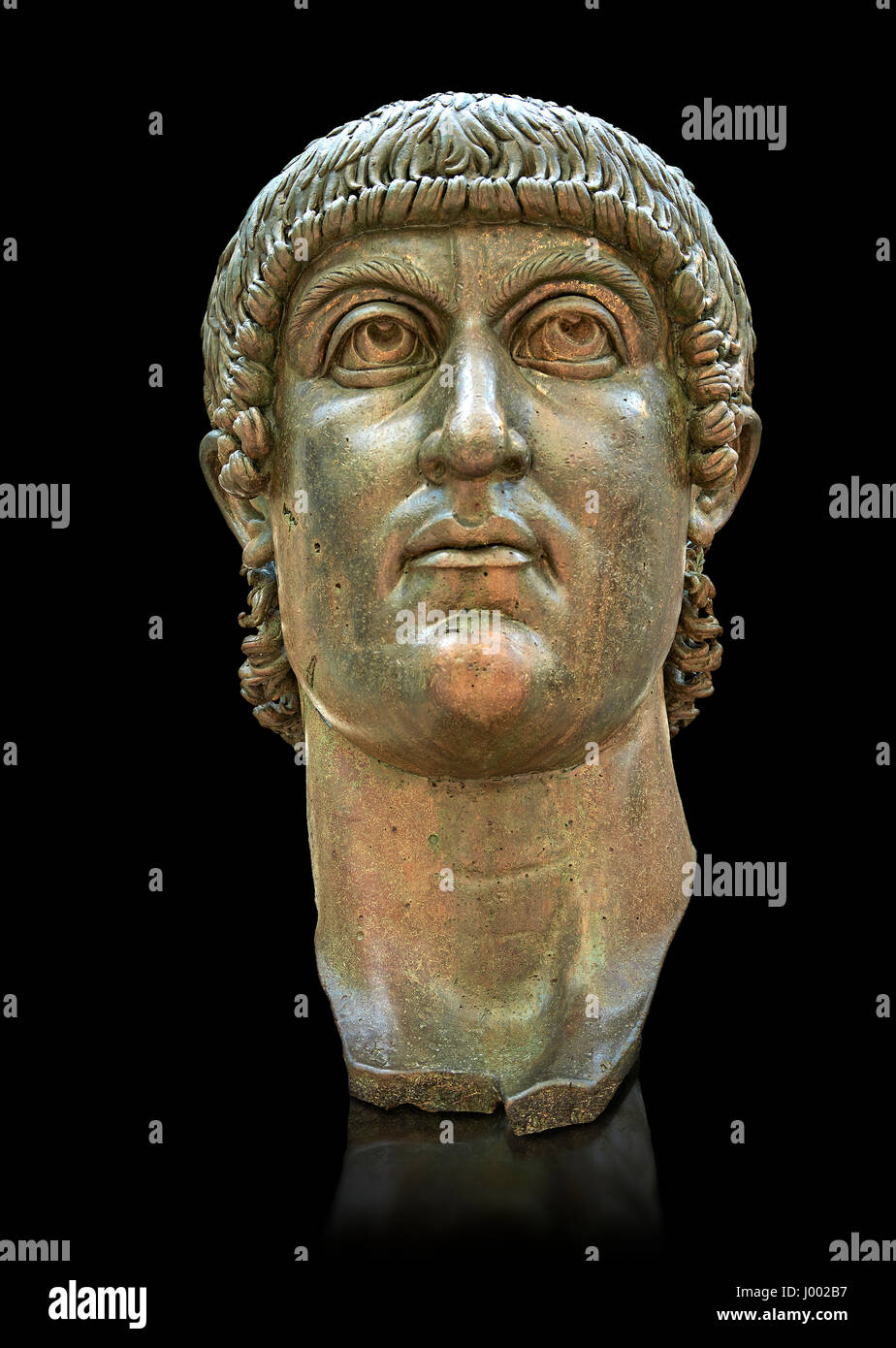 Roman gilded bronze head of Emperor Constantine dating from about 330-337 AD.. Inv 5.13, The Capitoline Museums, Rome Stock Photo