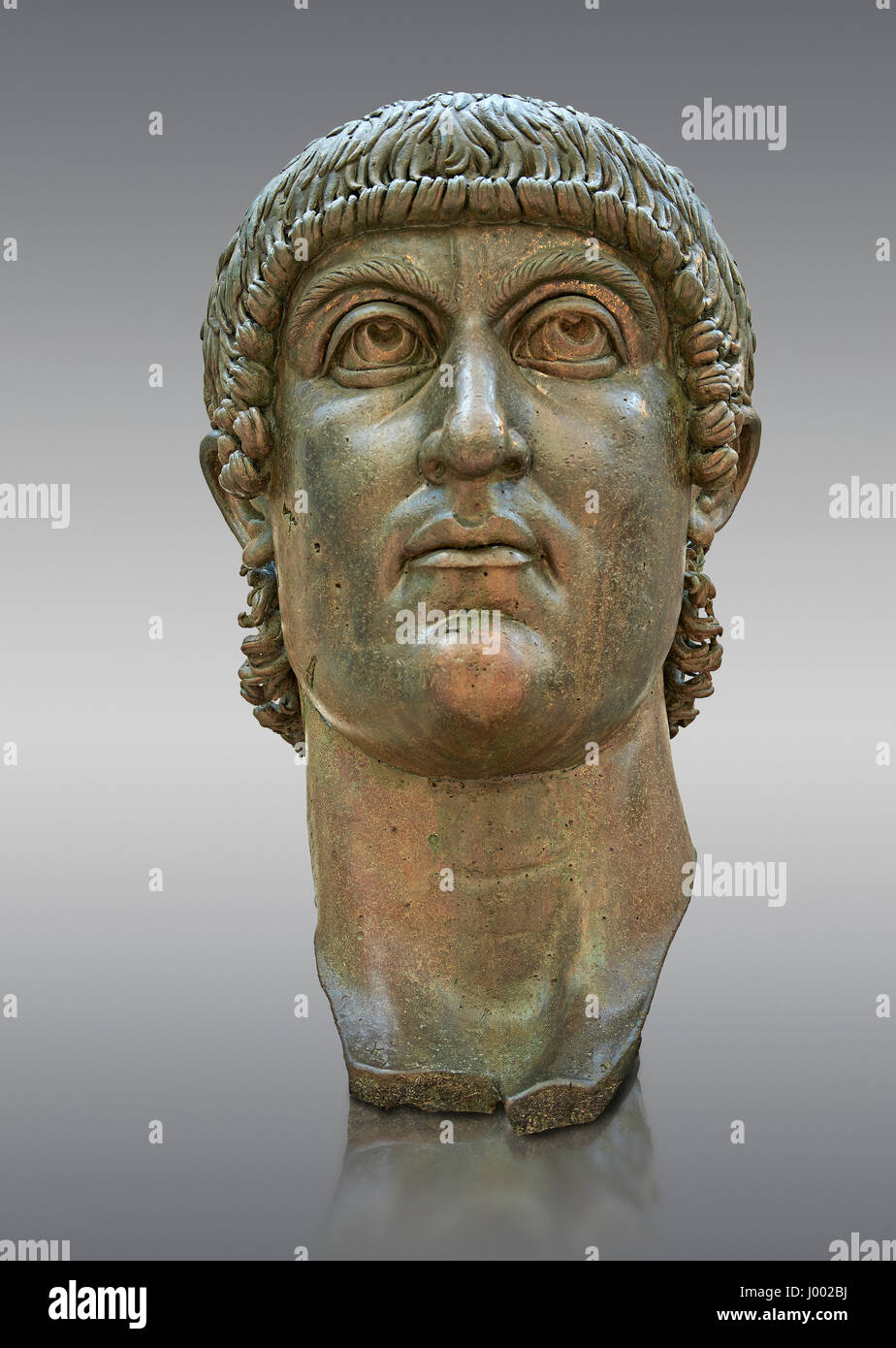 Roman gilded bronze head of Emperor Constantine dating from about 330-337 AD.. Inv 5.13, The Capitoline Museums, Rome Stock Photo