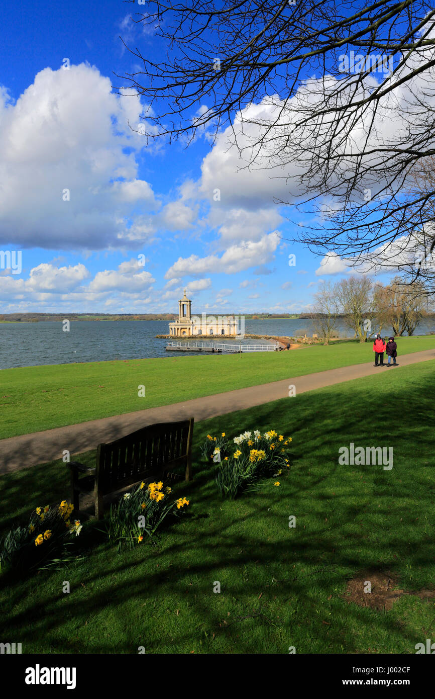 Spring In Rutland Spring day, Normanton church, Rutland Water Reservoir; Rutland County ...