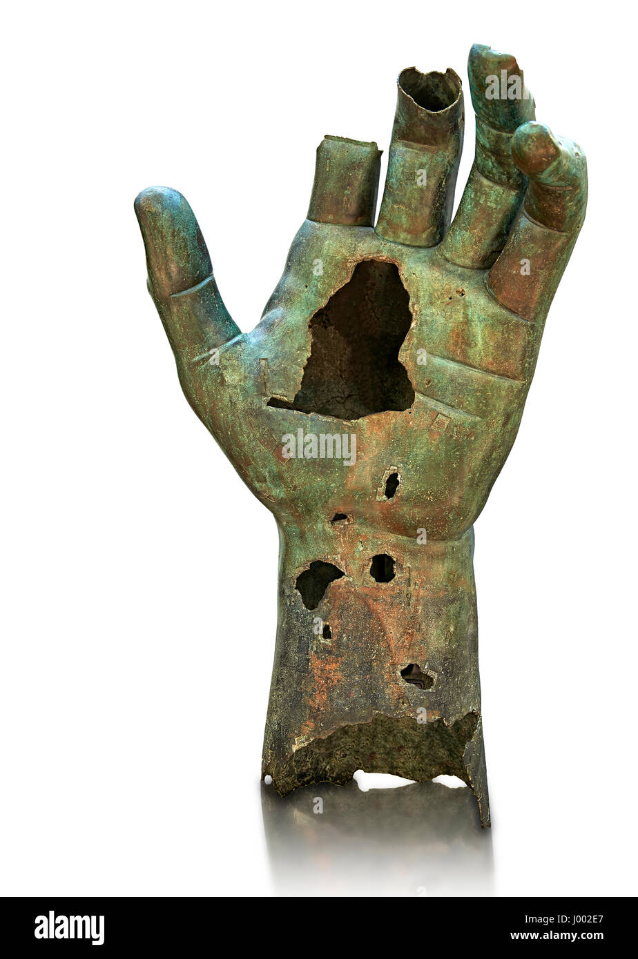 Gigantic Roman bronze statue hand possibly from a sculpture of Emperor Constantine, from Rome. The Capitoline Museums, Rome Stock Photo