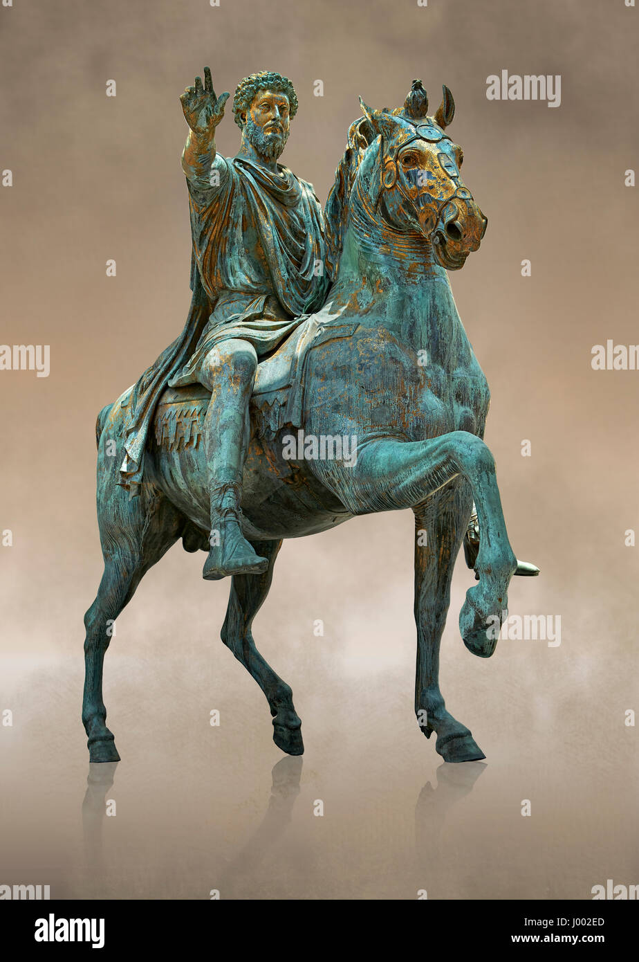Original Roman bronze statue of Emperor Marcus Aurelius on horseback. 175 AD. Capitoline Museums, Rome Stock Photo