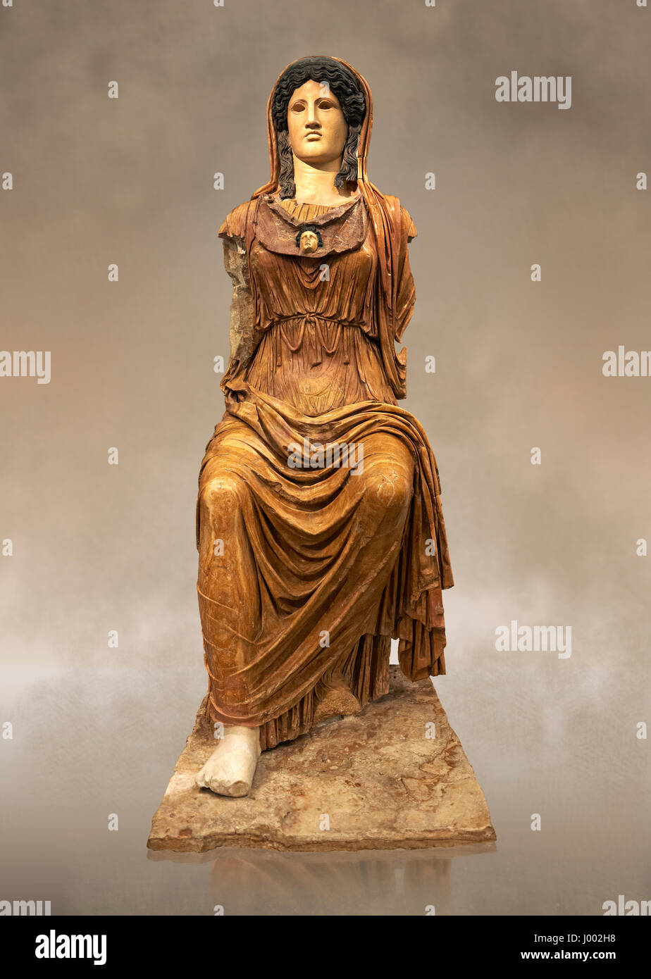 Roman statue of Athena (Roman Minerva) Sitting - from the Augustan period circa 63-43 BC. National Roman Museum, Rome, Italy Stock Photo