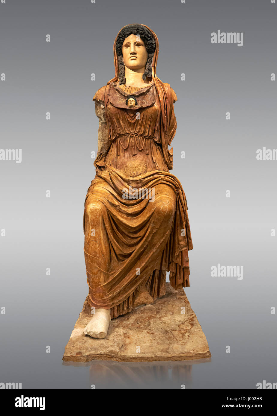 Roman statue of Athena (Roman Minerva) Sitting - from the Augustan period circa 63-43 BC. National Roman Museum, Rome, Italy Stock Photo