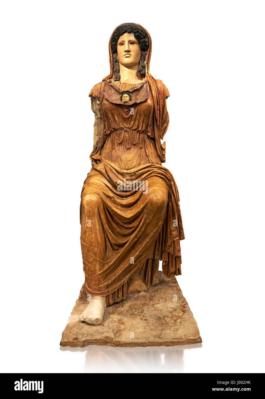 Roman statue of Athena (Roman Minerva) Sitting - from the Augustan period circa 63-43 BC. National Roman Museum, Rome, Italy Stock Photo