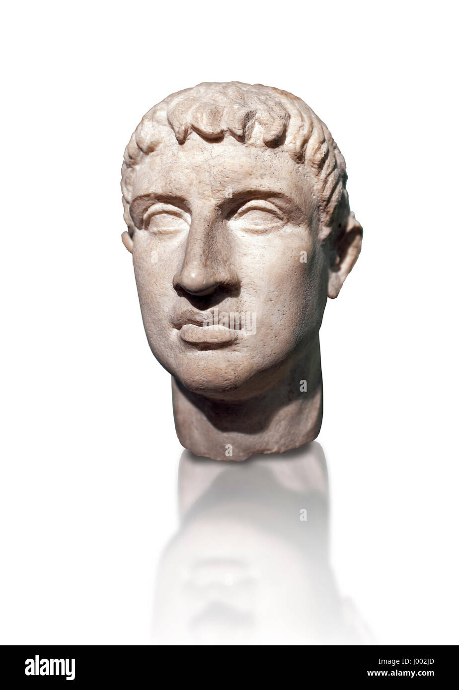 Roman head sculpture in the ‘Italic cubism ‘ style, 2nd - 3rd century BC, found in the foundations of the Ministery of Finance on the via XX Septembre Stock Photo