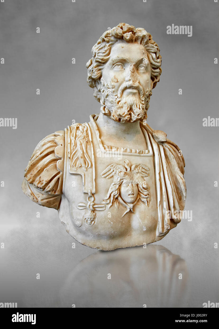 Roman sculpture bust of Septimius Severus made between 196 and 197 AD and excavated from Ostia