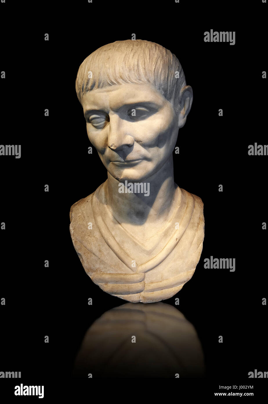 Roman portrait bust of a man with a Trajan hairstyle from110 AD. National Roman Museum, Rome, Italy Stock Photo