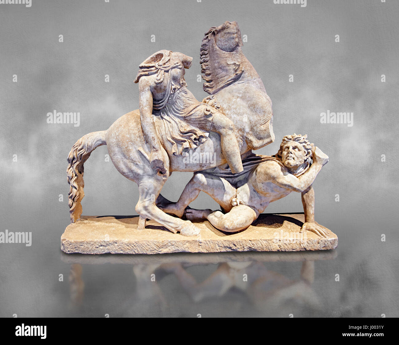 Roman Statue of an Amazon on horseback and a Barbarian, 2nd cent AD from the Imperial villa near