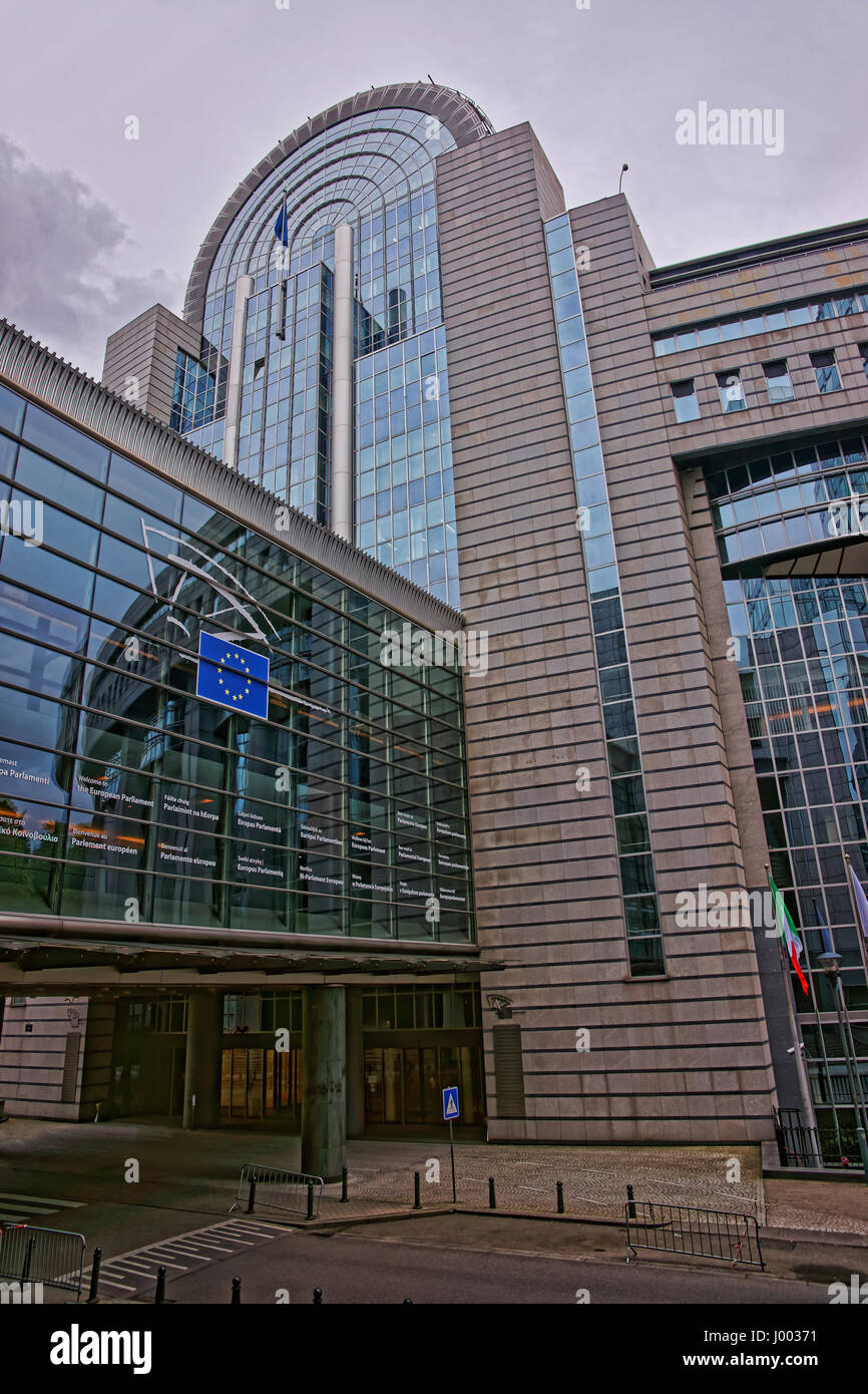 Brussels, Belgium - May 11, 2012: European Parliament building in Brussels, capital of Belgium. Stock Photo