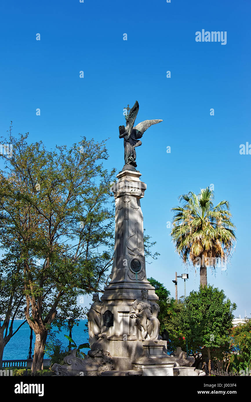 Cadiz, Spain - August 22, 2011: Monument of Marques de Comillas in the old city of Cadiz, Andalusia, Spain. Stock Photo