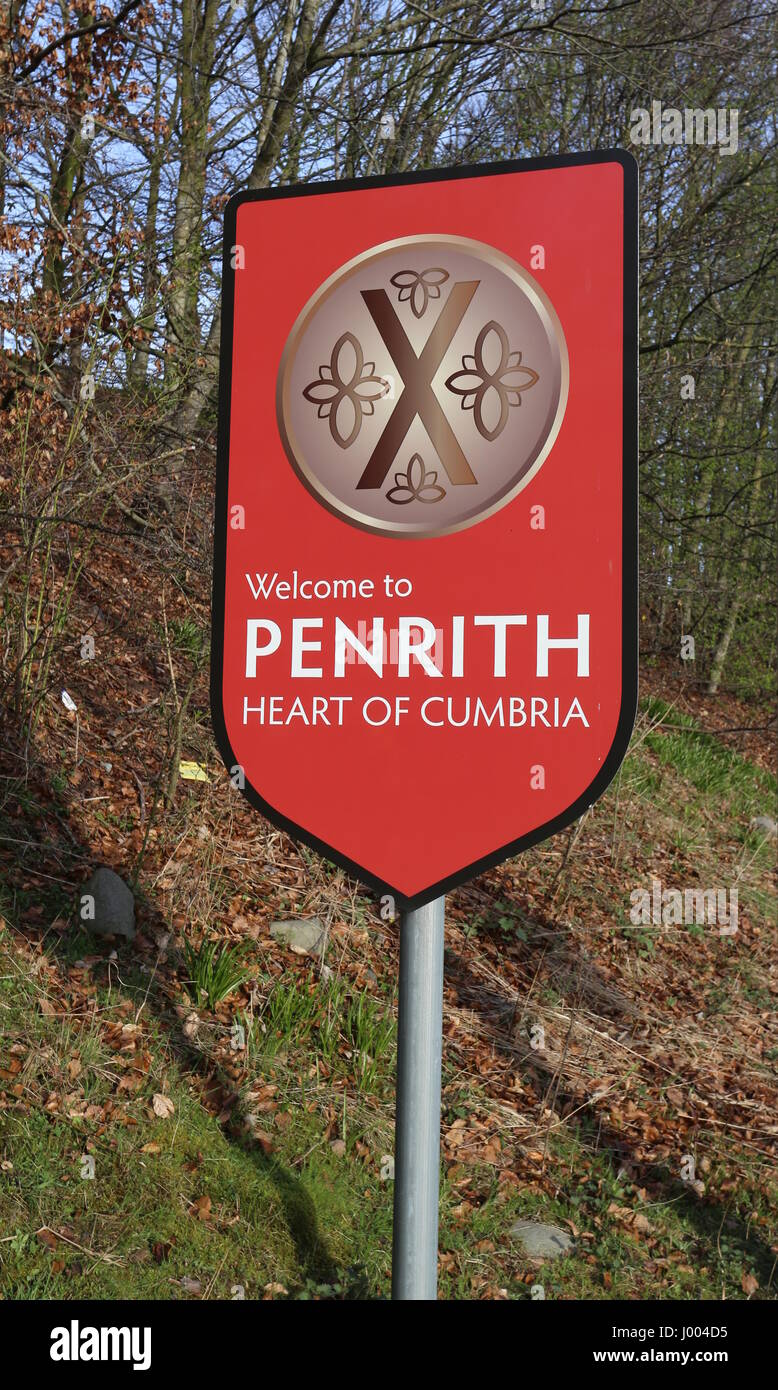 to Penrith sign Cumbria UK April 2017 Stock Photo Alamy