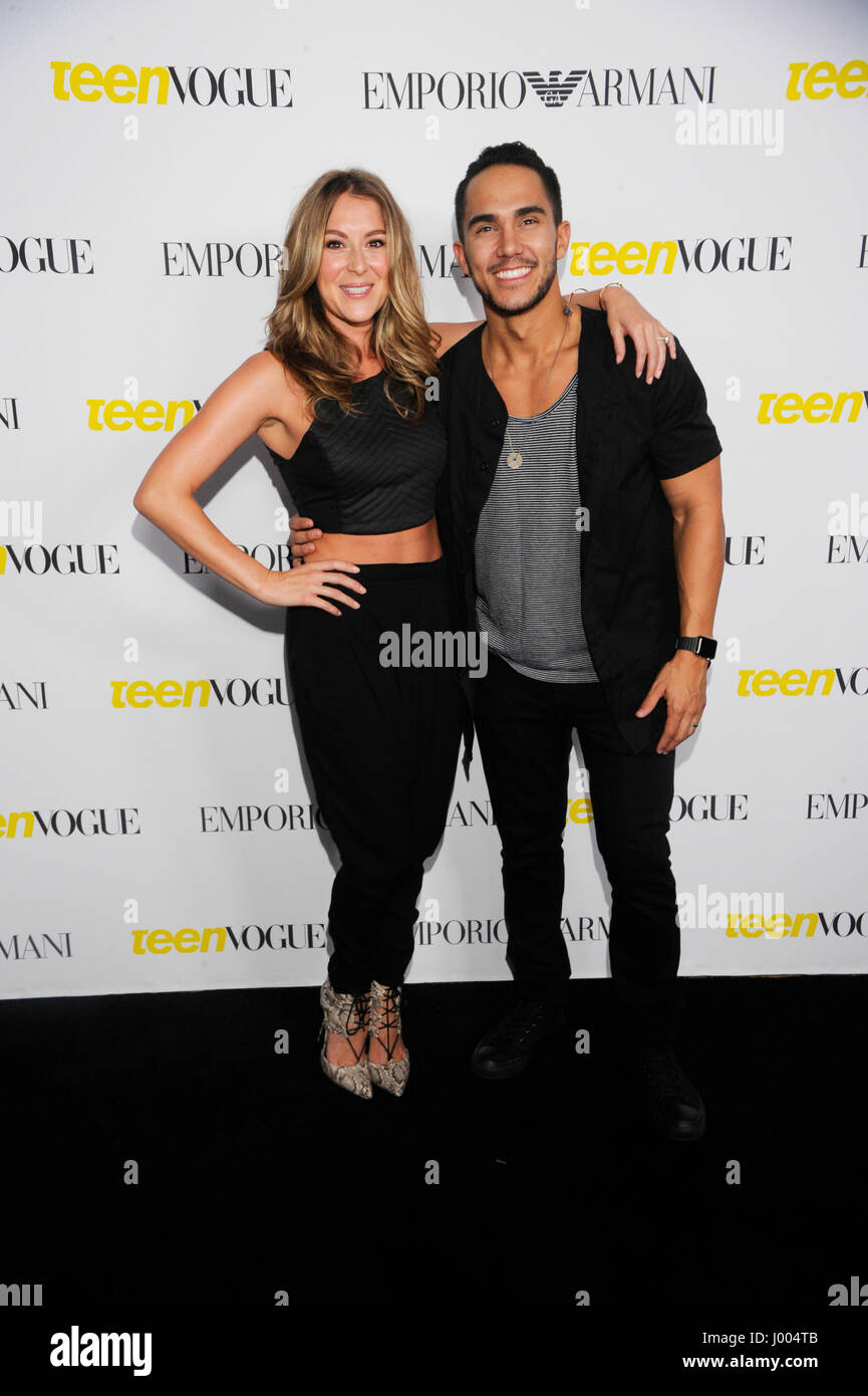 Carlos Pena, Jr. (r) and Alexa Vega attend the Teen Vogue Young Hollywood Issue Party on October 2nd, 2015 in Beverly Hills, California. Stock Photo