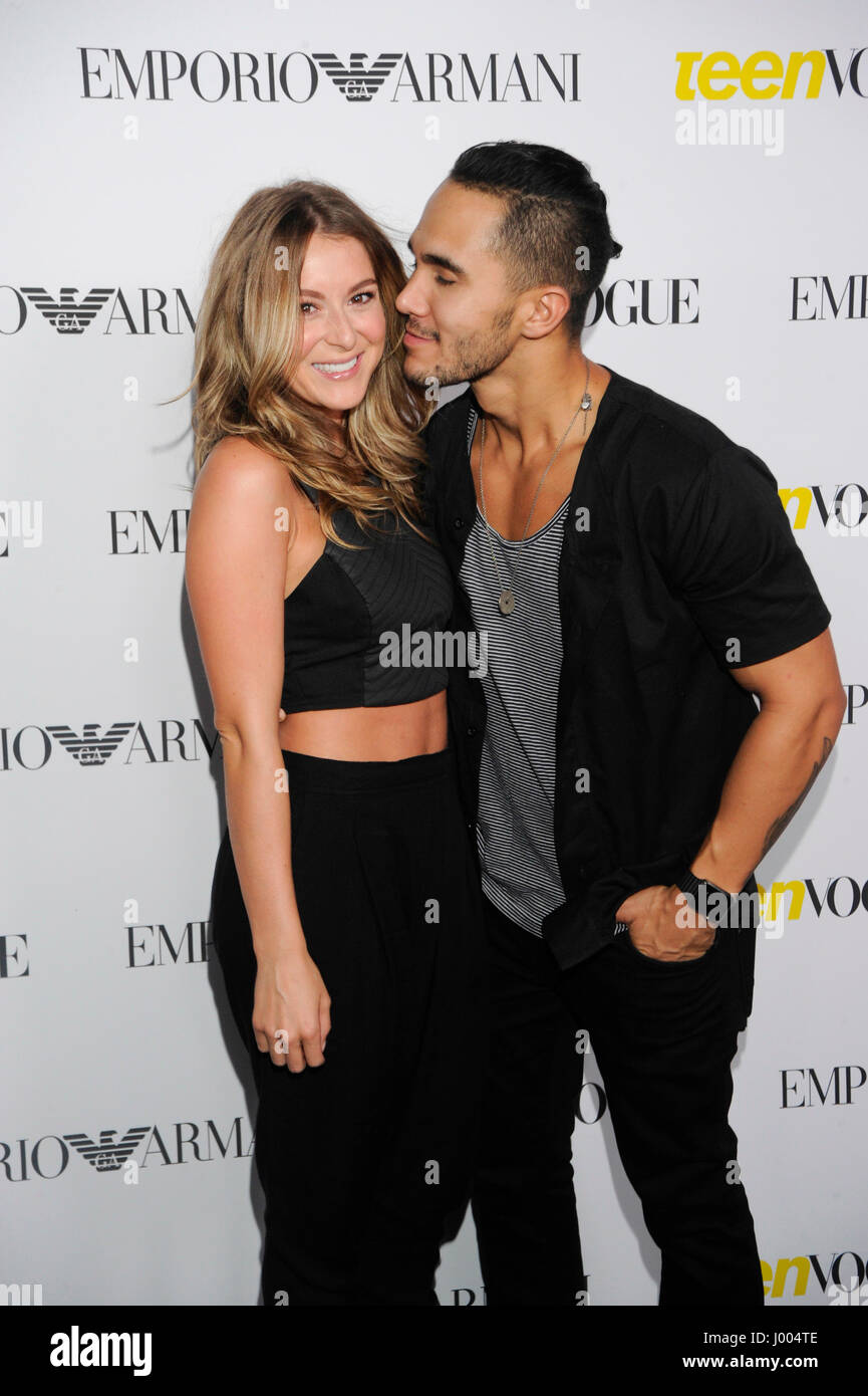 Carlos Pena, Jr. (r) and Alexa Vega attend the Teen Vogue Young Hollywood Issue Party on October 2nd, 2015 in Beverly Hills, California. Stock Photo