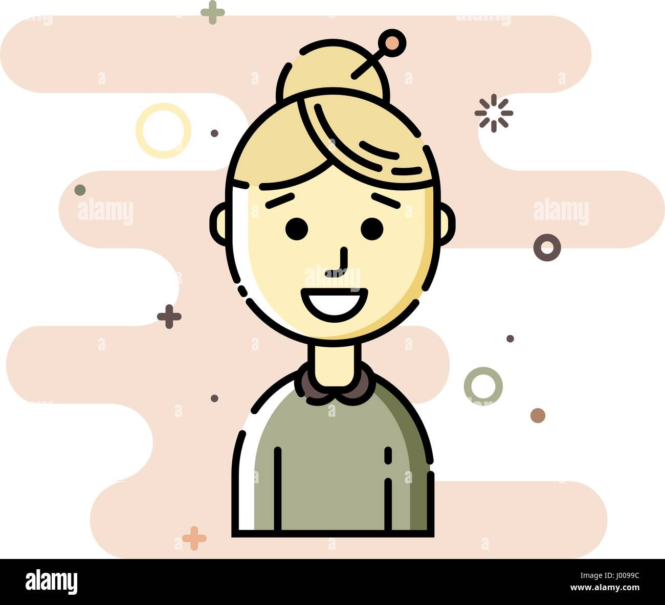 Smiling girl character minimalism cartoon flat style vector art