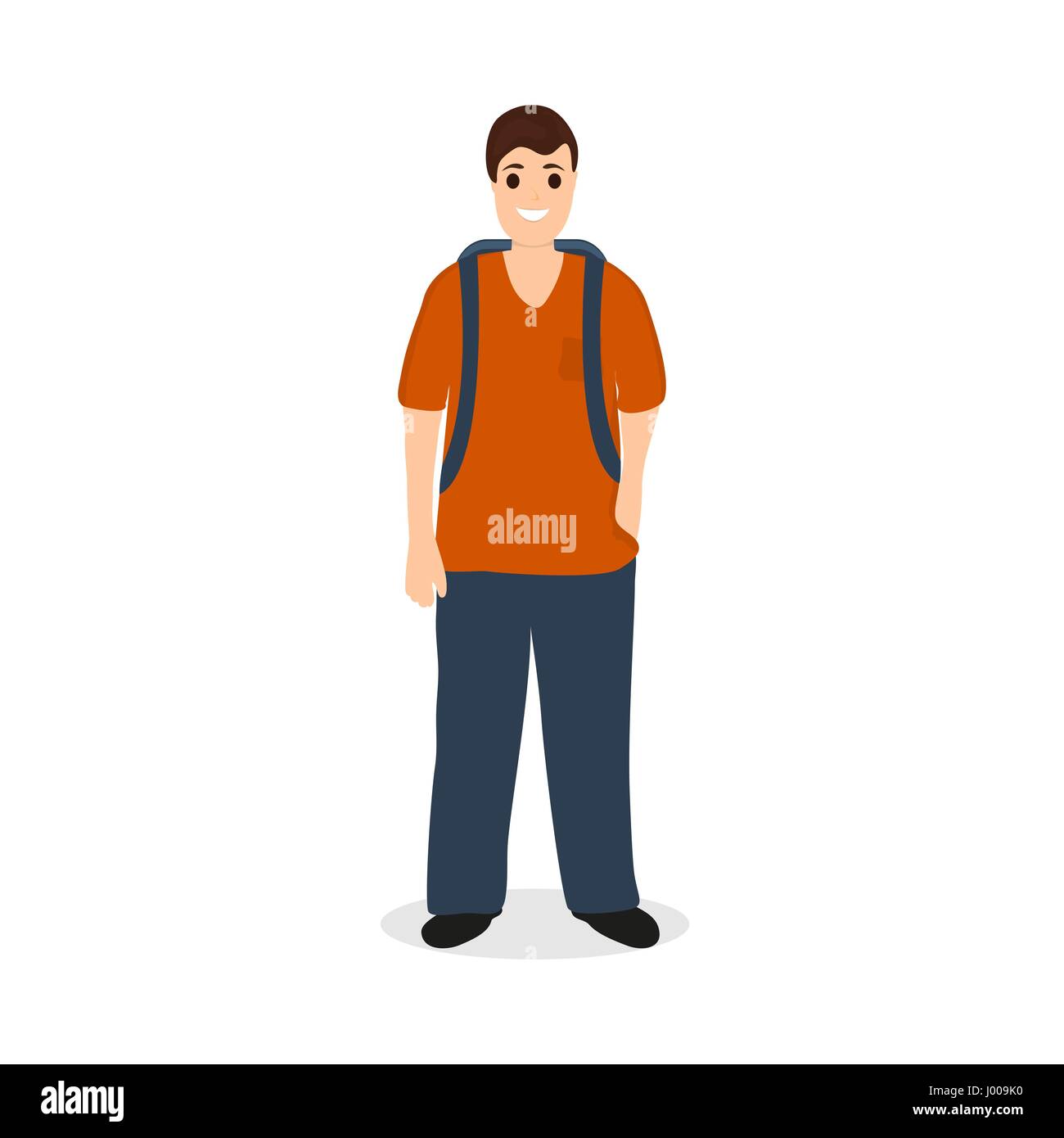 Man traveler tourist with a backpack Stock Vector