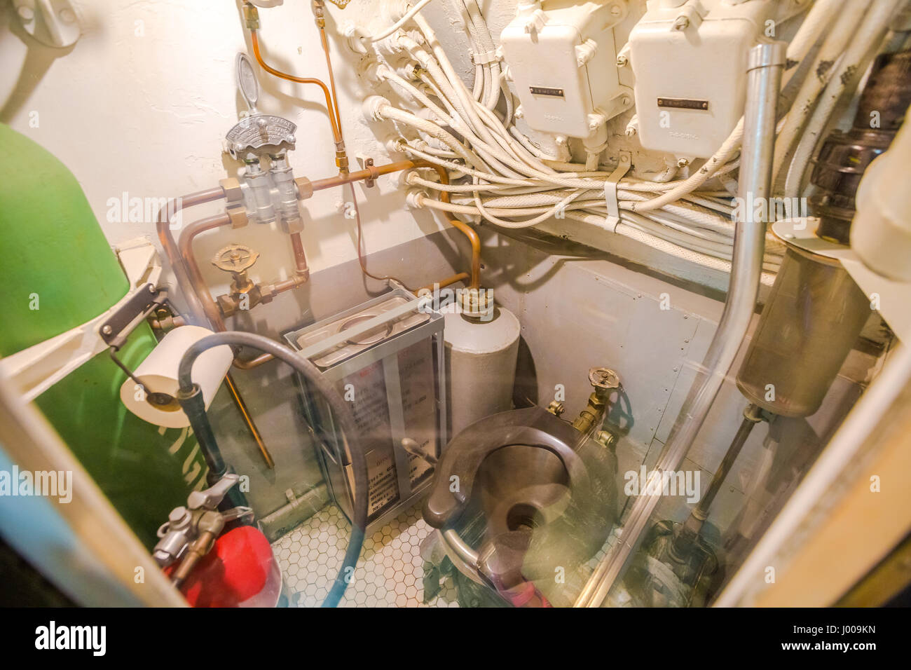 Submarine toilet room Stock Photo