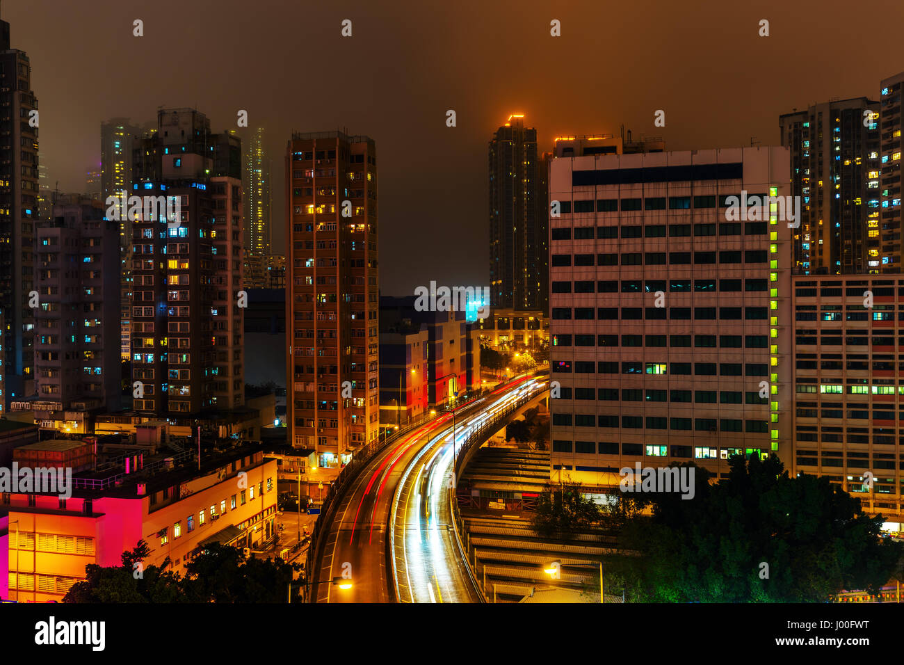 picture of a cityscape at night in Kowloon, Hong Kong Stock Photo - Alamy