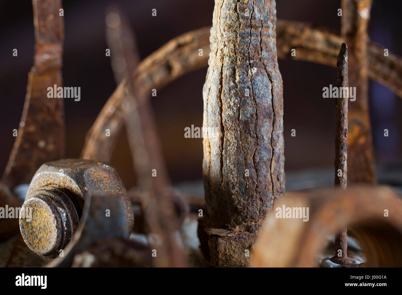 Macro composition of various bits of scrap metal Stock Photo