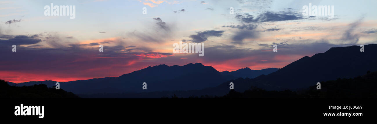 Pink sunset over Ojai, California Stock Photo