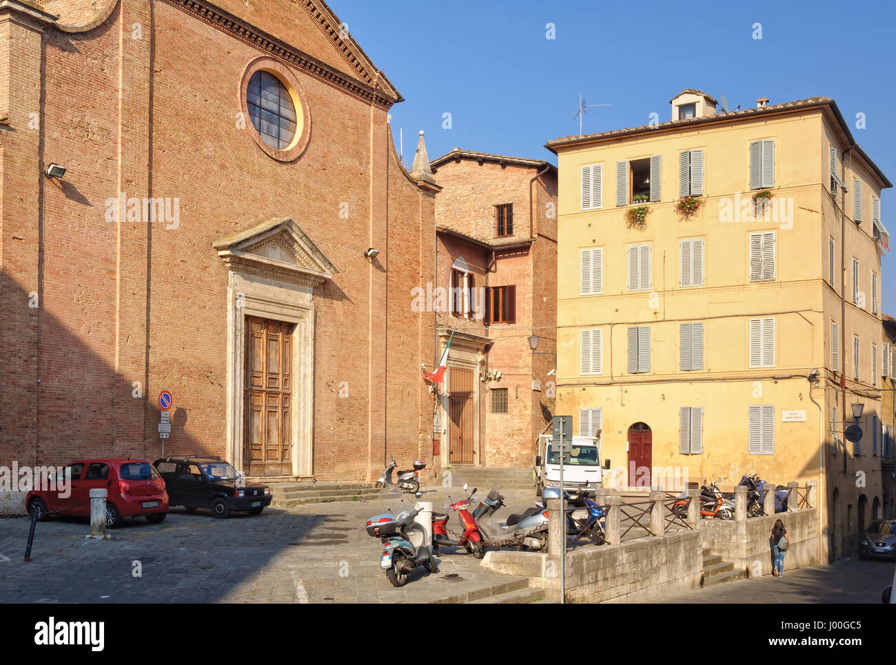 The Chiesa and Piazza di Santo Spirito in Siena, Italy Stock Photo