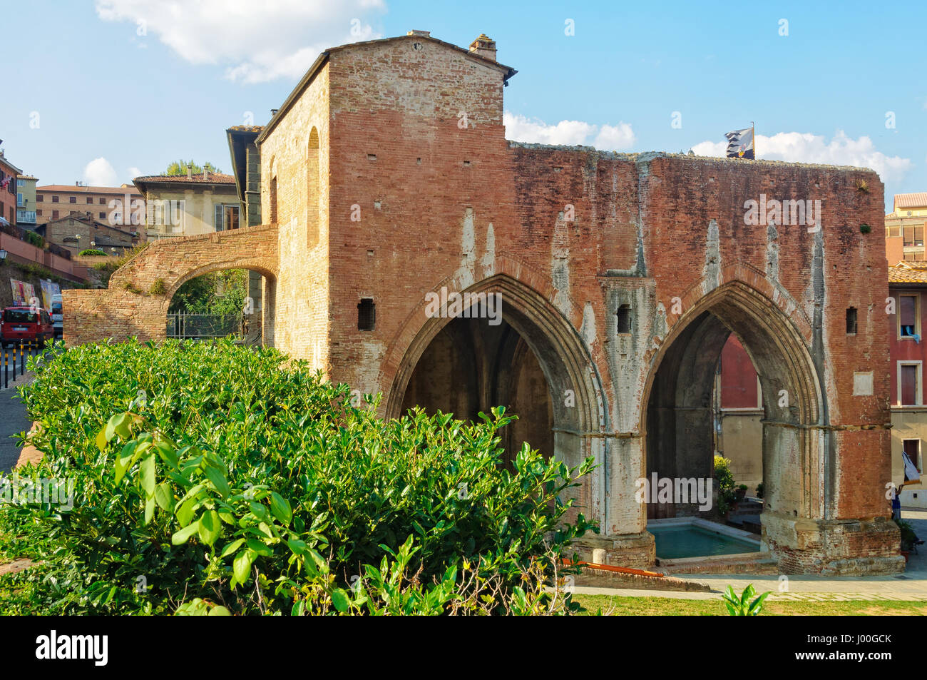 Arches of the Fonte Nuova in Siena, Italy Stock Photo