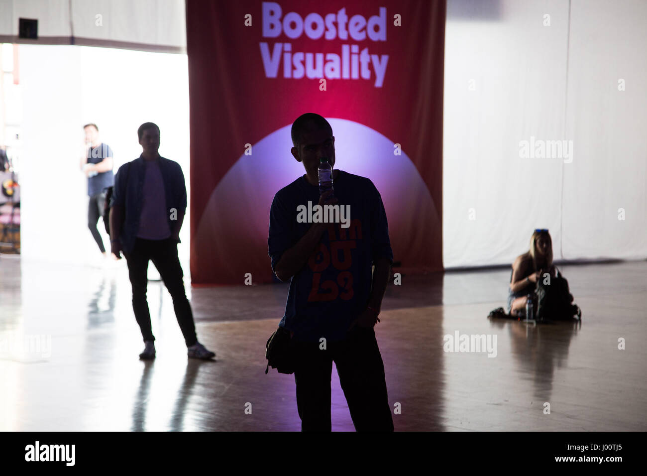 Barcelona, Spain, April 8 2017 The OFFF Festival at Museu Del Disseny in Barcelona. The popular conference attracts designers, artists, filmmakers and photographers from around the world. Pictured: The popular Ivan Cash is spaking in the main Roots Room. Picture: Rob Watkins/Alamy News Stock Photo