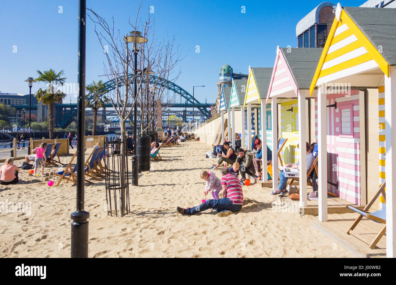 Pop up beach on The Quayside, "Quayside Seaside" in Newcastle upon Tyne, England, United Kingdom. Stock Photo