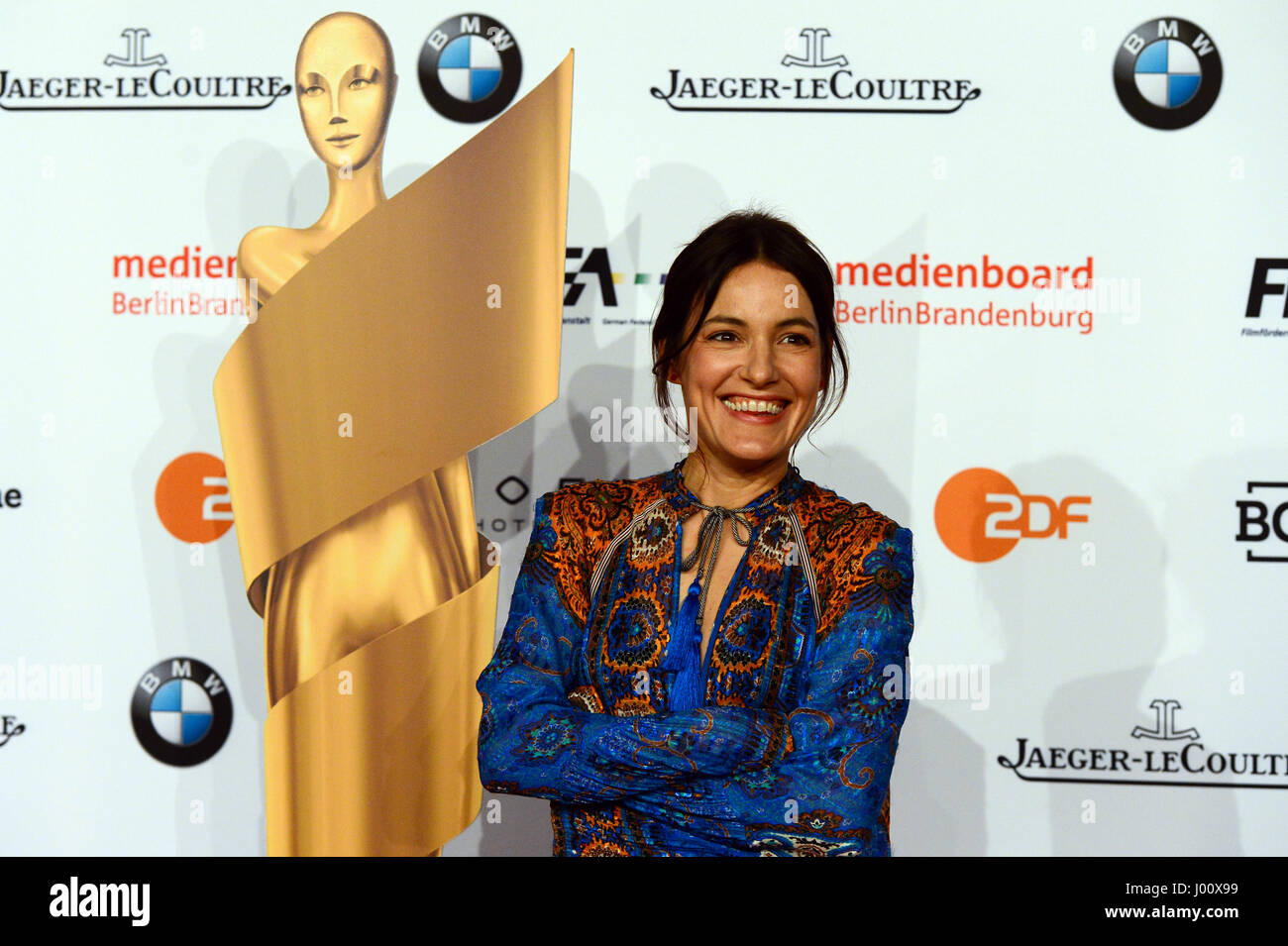 Berlin, Germany. 8th Apr, 2017. Actress Nicolette Krebitz arrives at the reception for the nominees of the German Film Award ('Deutscher Filmpreis') in Berlin, Germany, 8 April 2017. Photo: Maurizio Gambarini/dpa/Alamy Live News Stock Photo