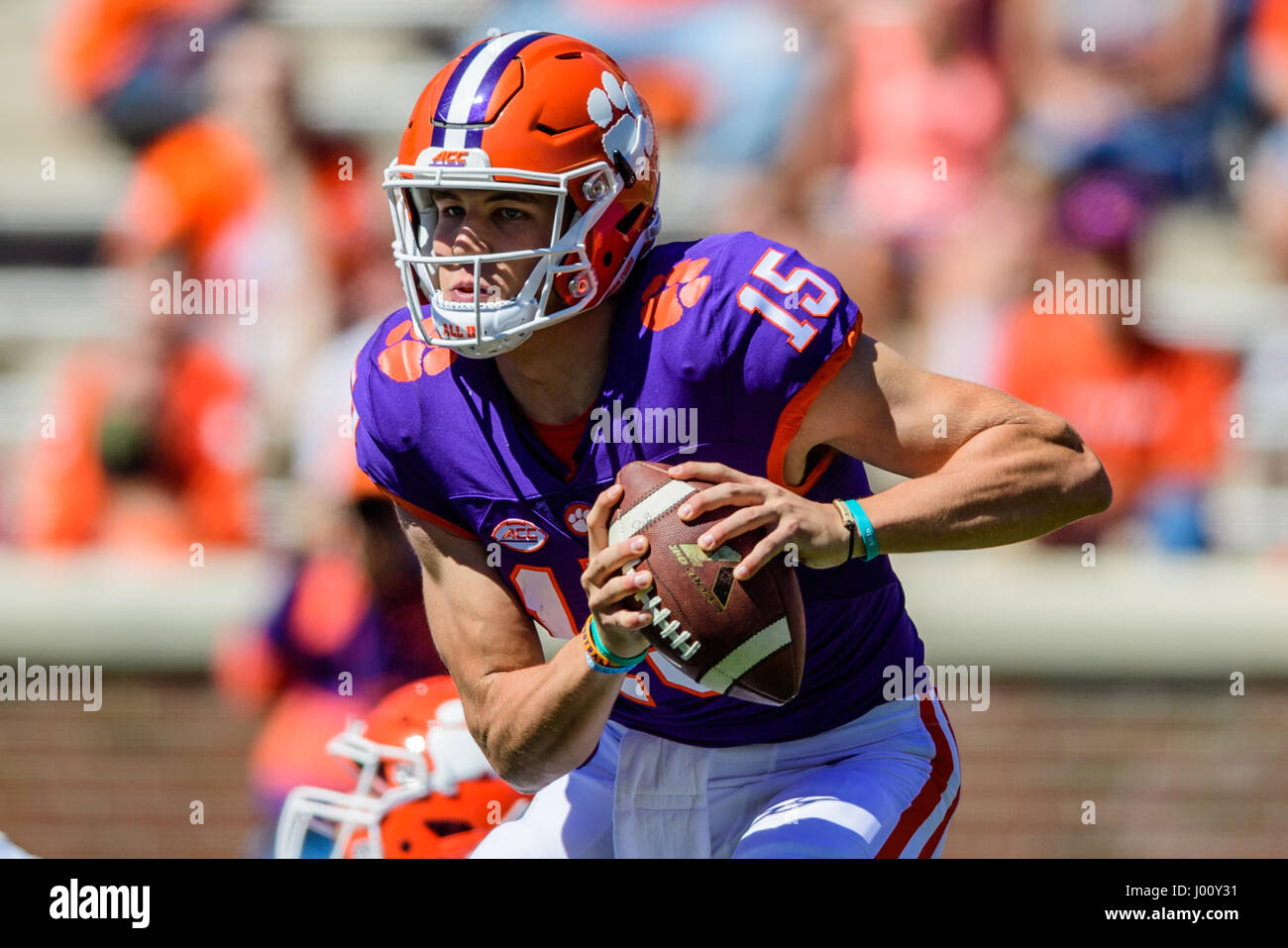 Clemson Qb Hunter Johnson 15 During The Clemson Football