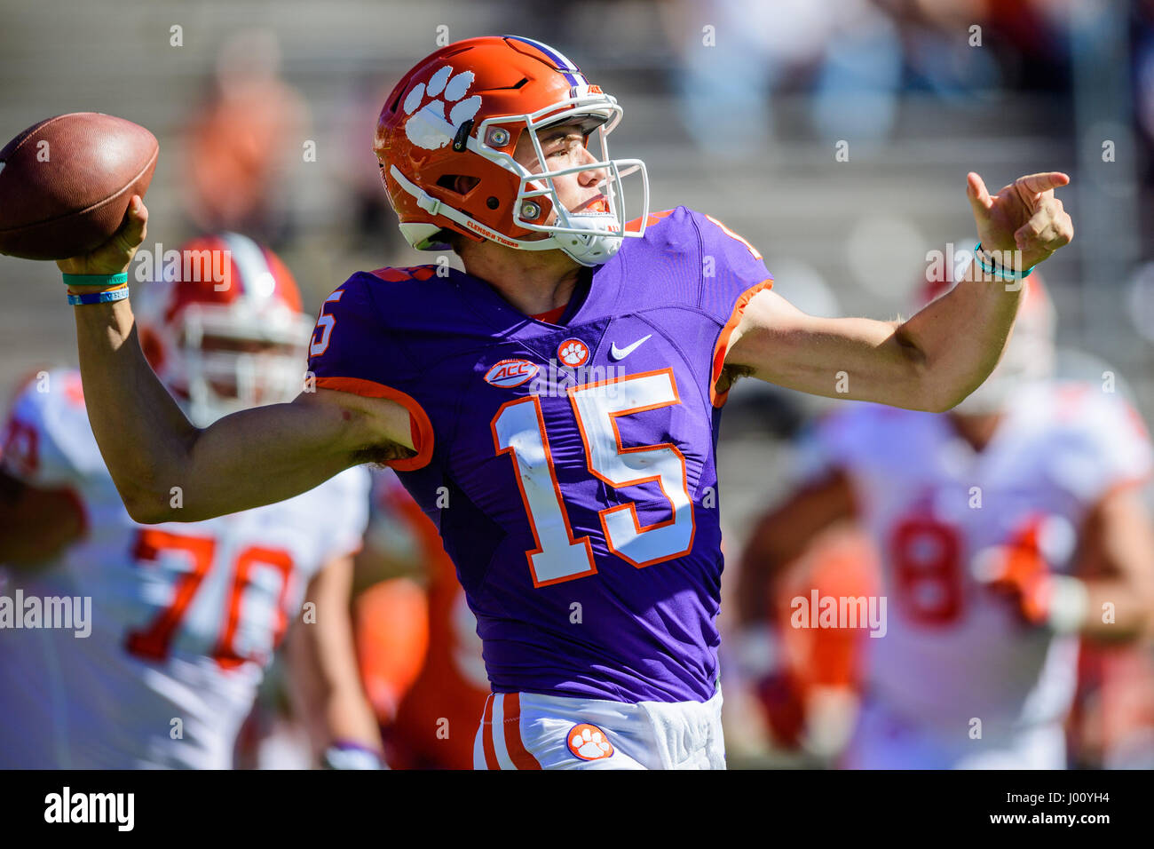 Clemson Qb Hunter Johnson 15 During The Clemson Football