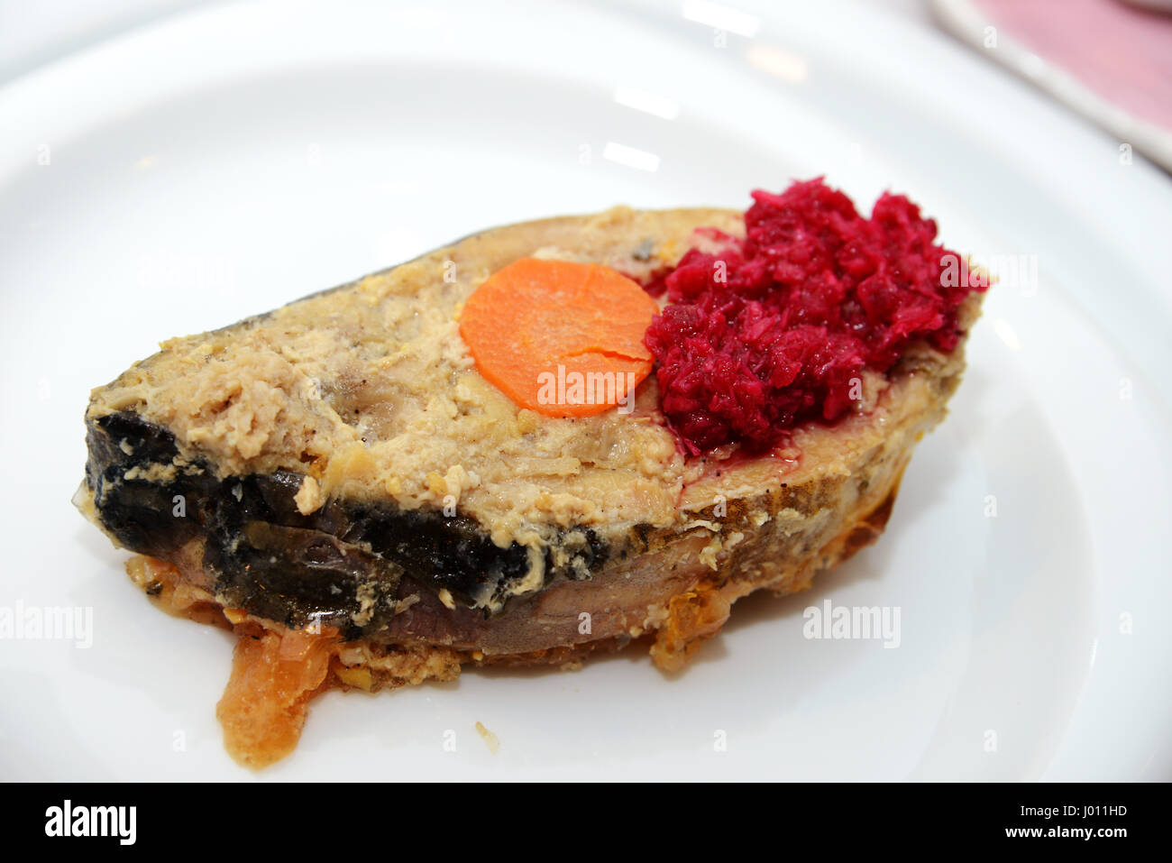 Gefilte fish Jewish food Stock Photo Alamy
