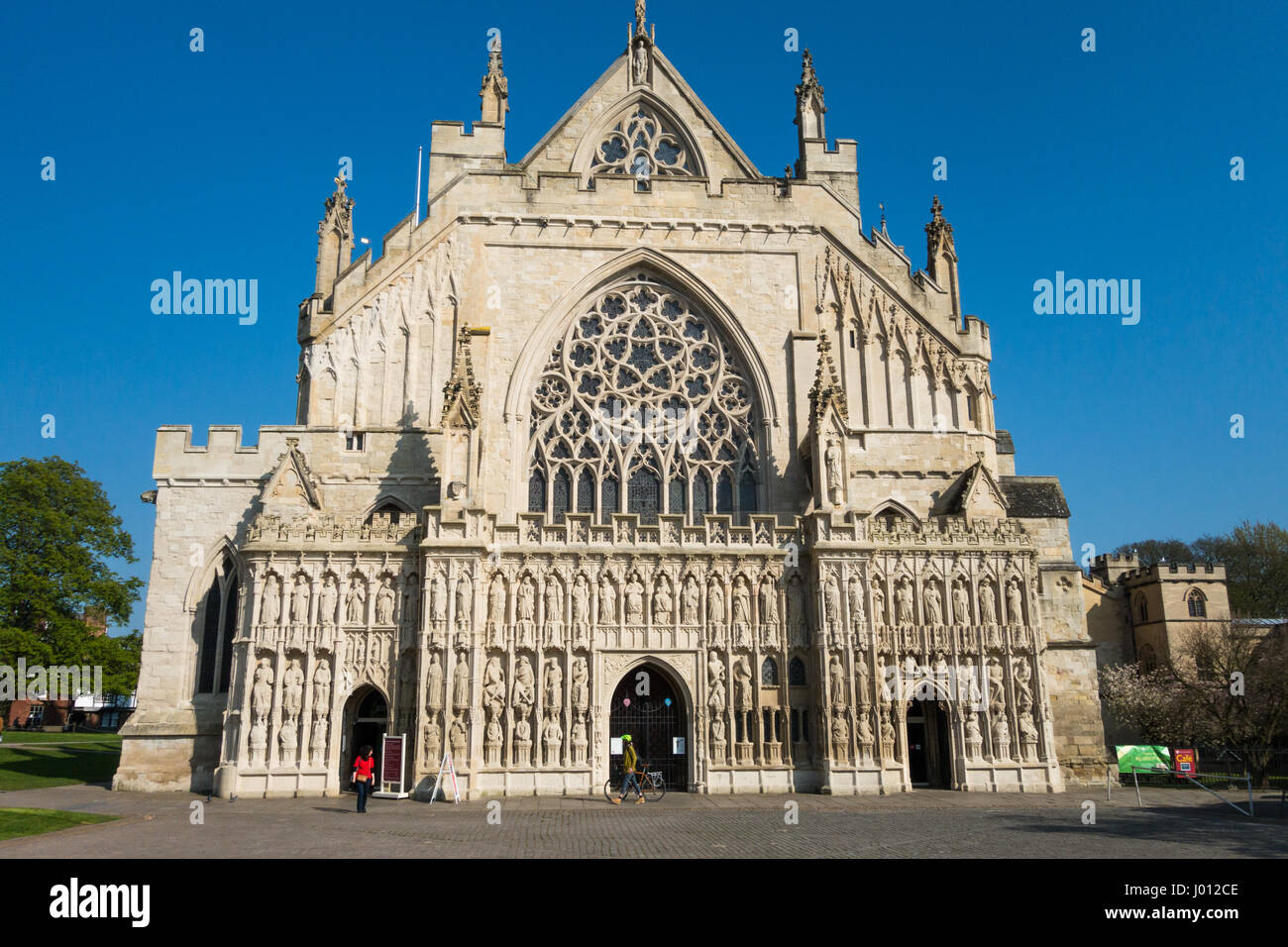 The exterior facade of Exeter Cathedral, Devon, UK. Stock Photo