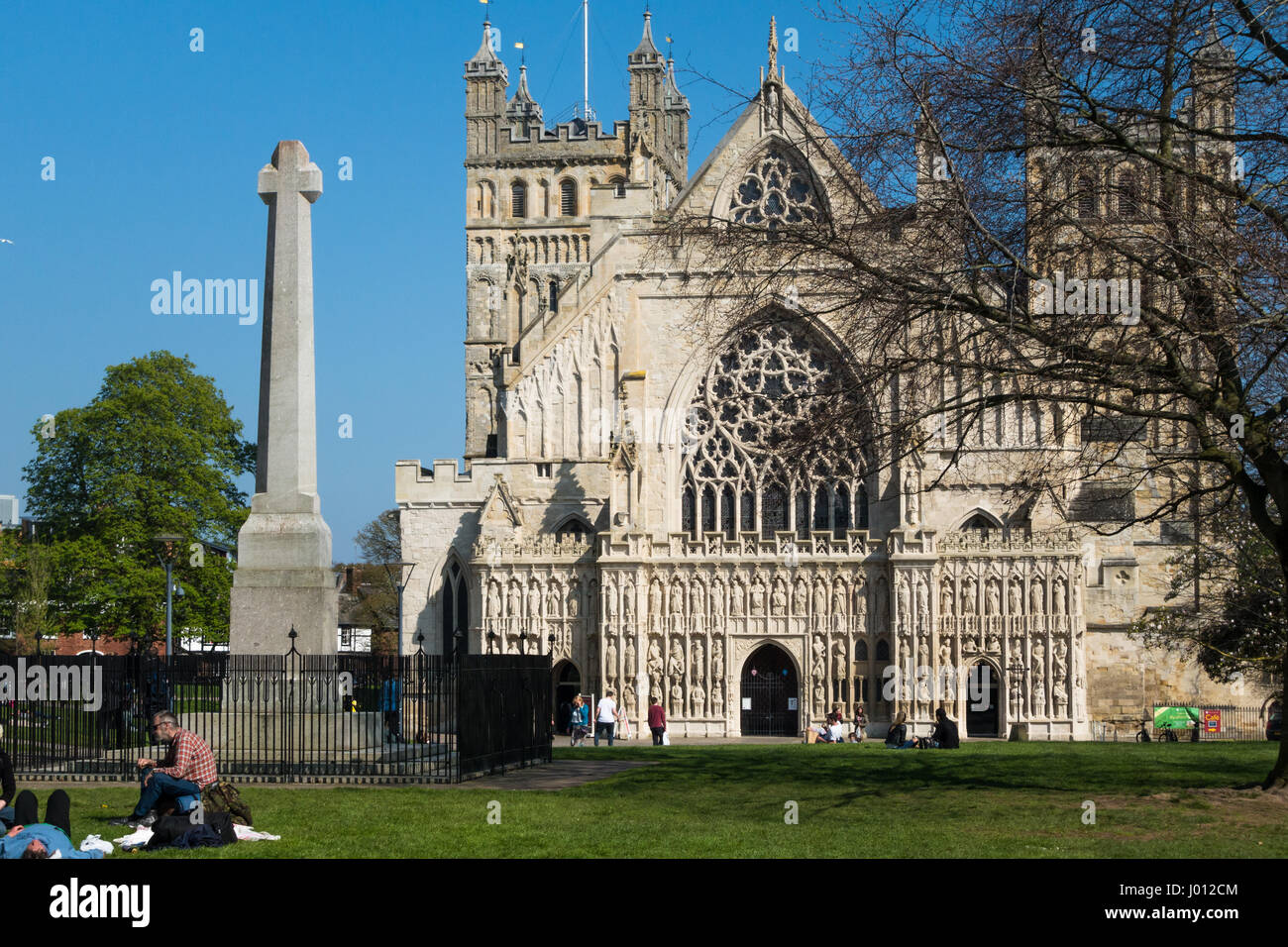The exterior facade of Exeter Cathedral, Devon, UK. Stock Photo