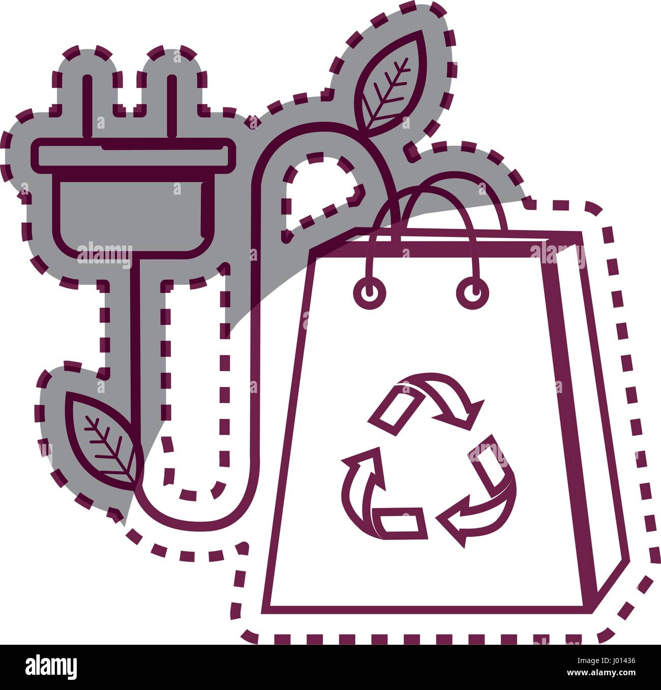 sticker bag with recycle sign and power cable Stock Vector Image & Art