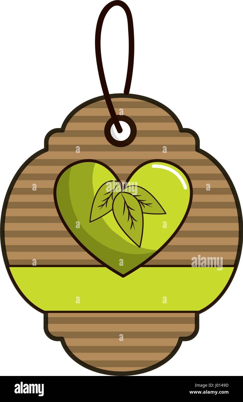 brown label with heart with leaves and ribbon inside Stock Vector Image ...