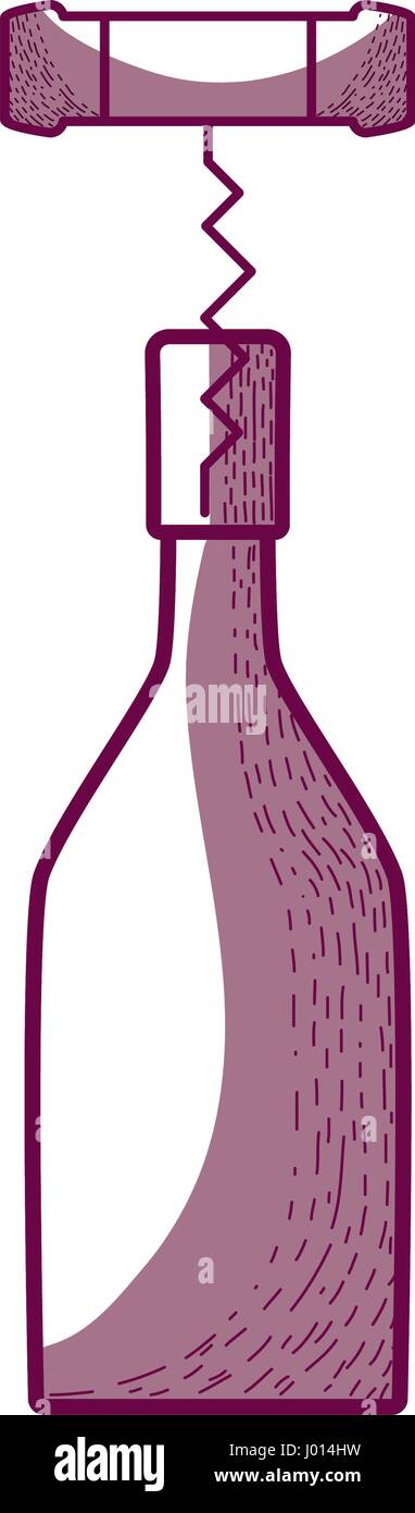 wine bottle with corkscrew tool Stock Vector Image & Art - Alamy